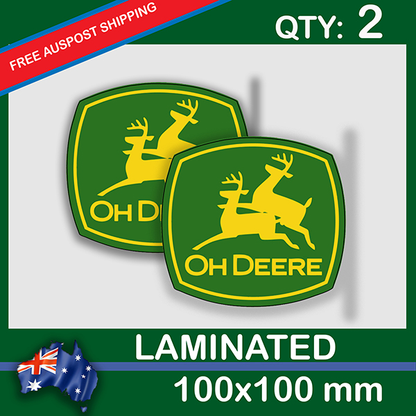 OH DEERE, QTY 2, DECAL STICKER (LAMINATED) Die Cut for Car ,Ute, Caravan, 4x4 | OH_DEERE.jpg